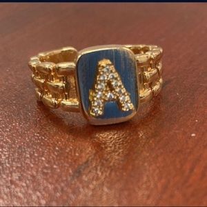 Rhinestone Letter Decor Ring